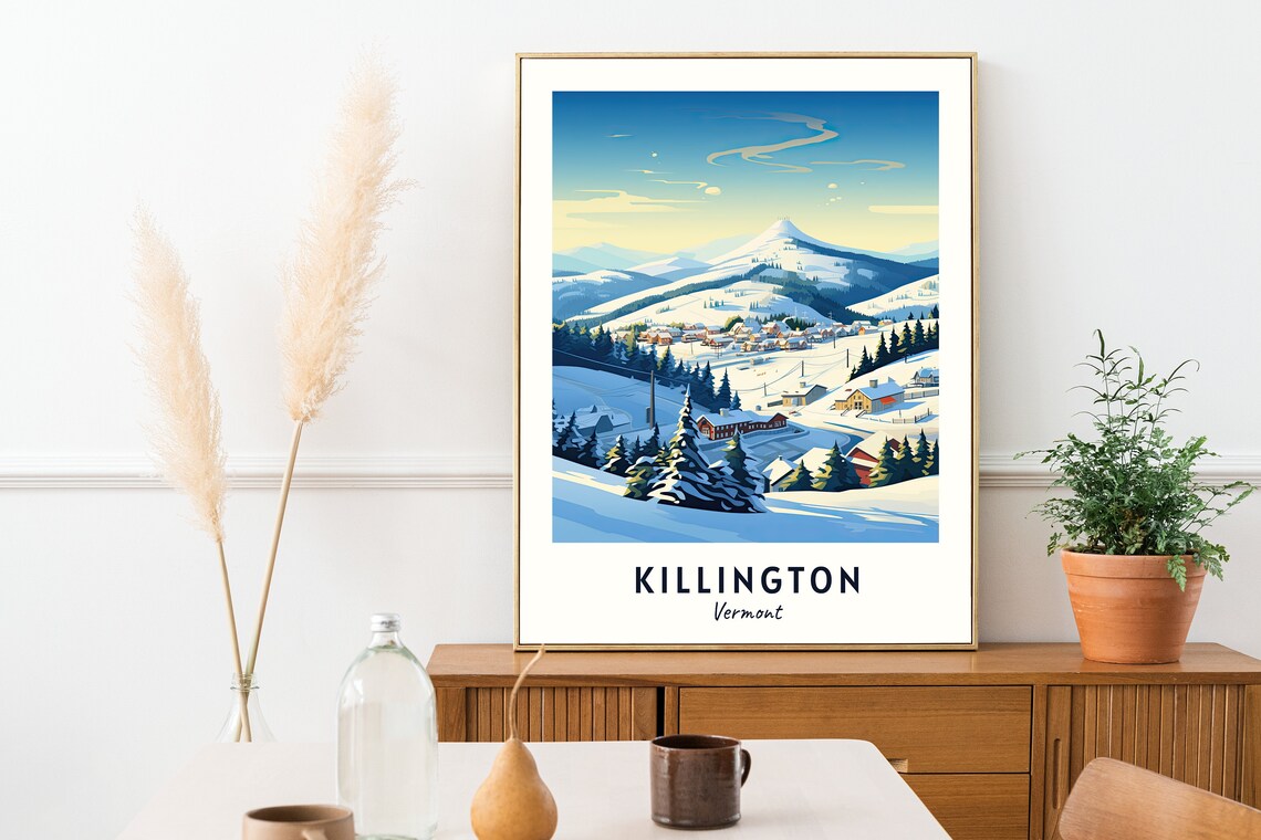 Killington Vermont Sunset Glow Over the Ski Village Winter Poster - Image 2