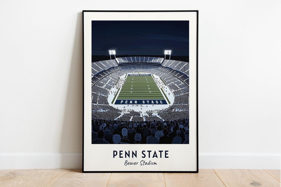 Penn State Beaver Stadium Night Game Nittany Lions Football Poster