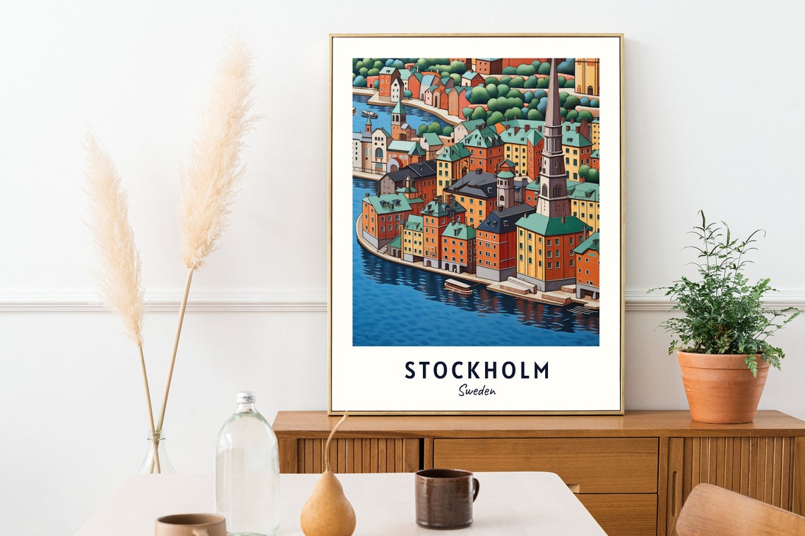 Gamla Stan Colorful Waterfront Rooftops in Stockholm Sweden Poster - Image 2