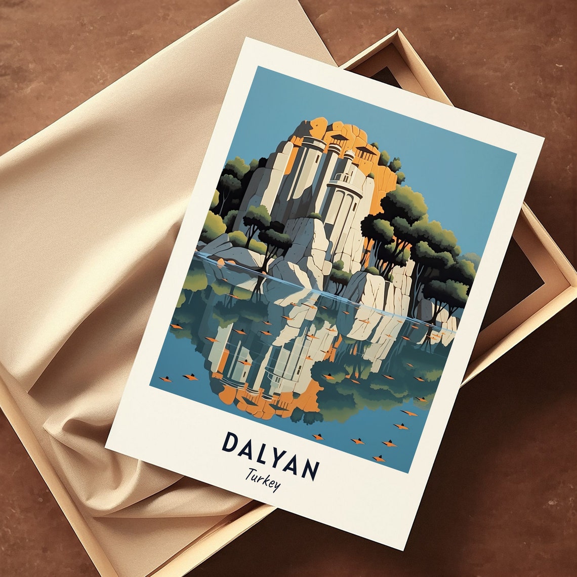 Lycian Rock Tombs Travel Print Wall Art Dalyan Turkey City Print Lycian Rock Tombs Travel Gift Lycian Rock Tombs Poster Travel Gift - Image 3