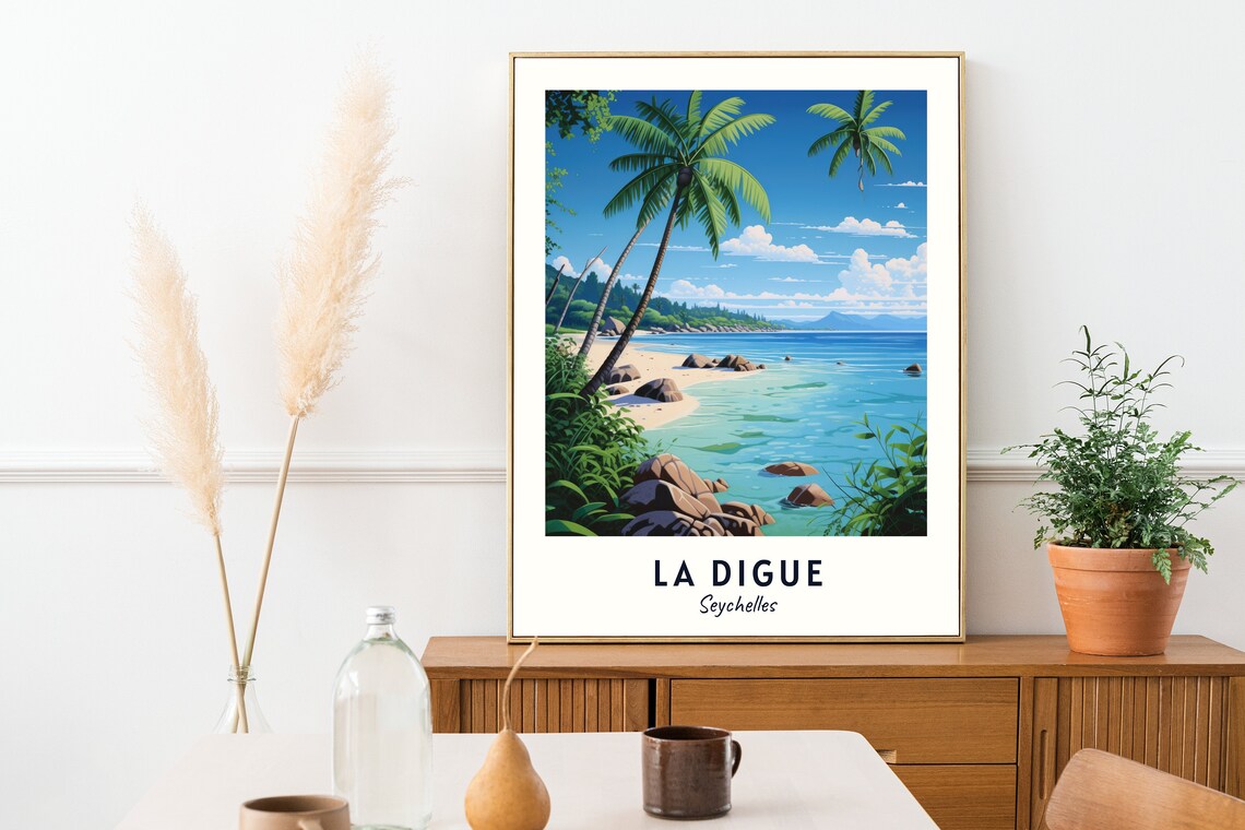 La Digue Travel Poster, Seychelles Island View - Image 2