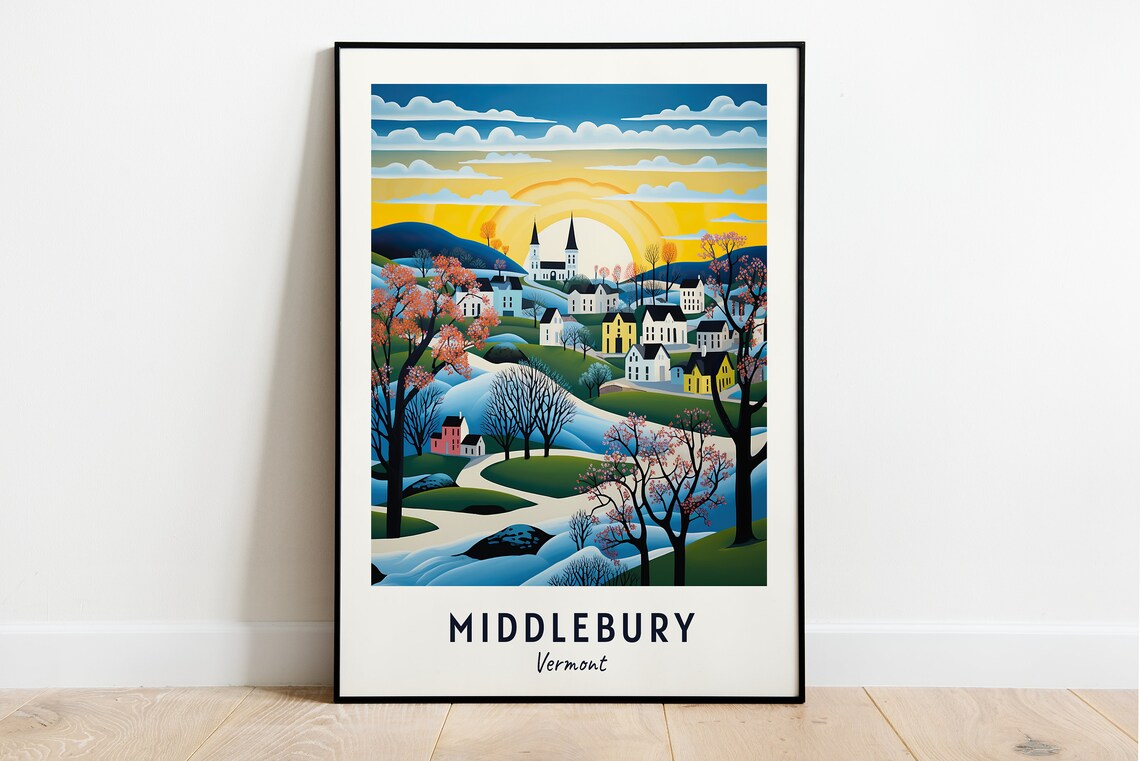 Middlebury Vermont Travel Poster, City Print