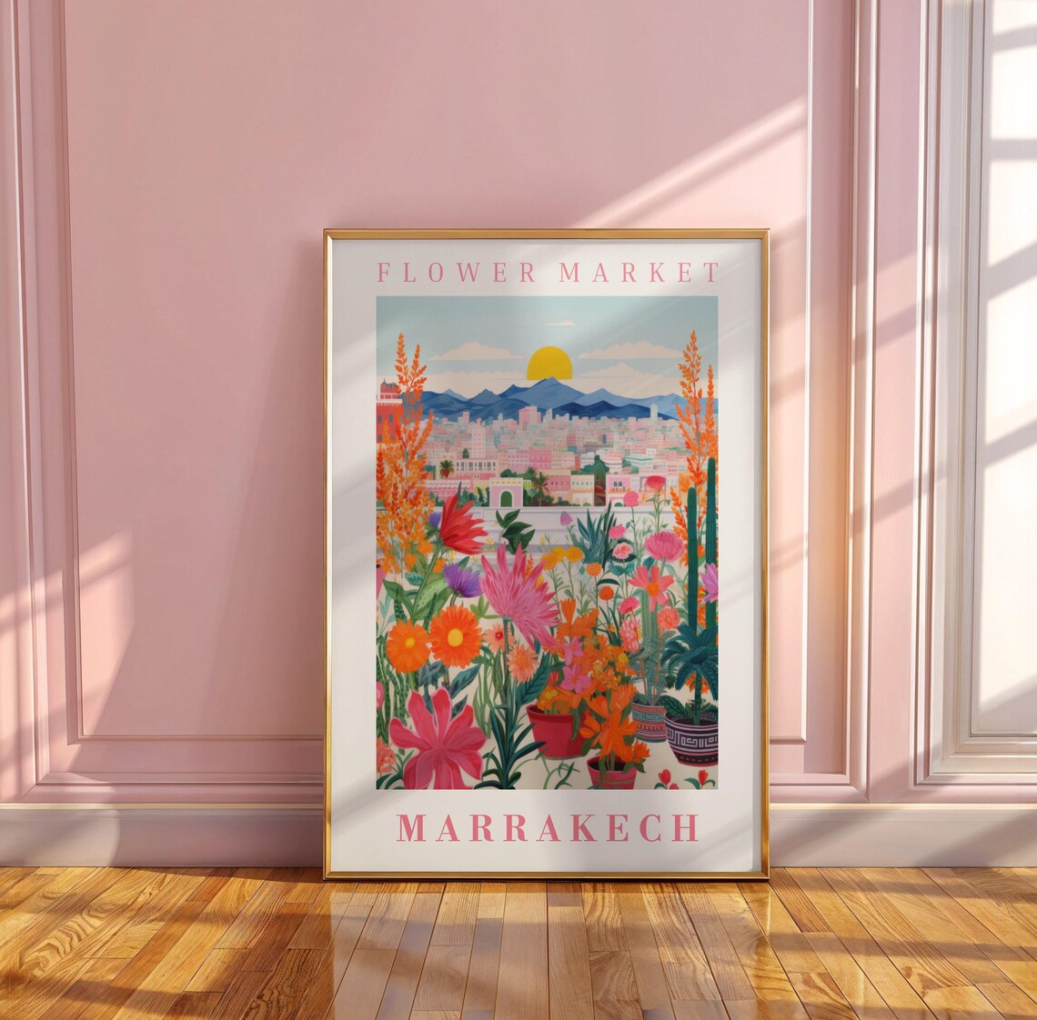 Marrakech Flower Market Travel Poster, Botanical Illustration - Image 3