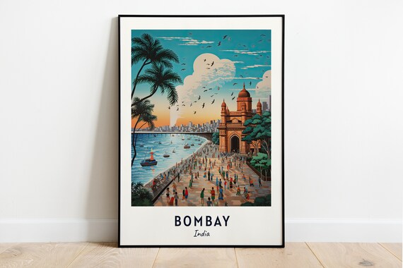 Bombay India Gateway of India Waterfront Crowd Promenade Day Poster