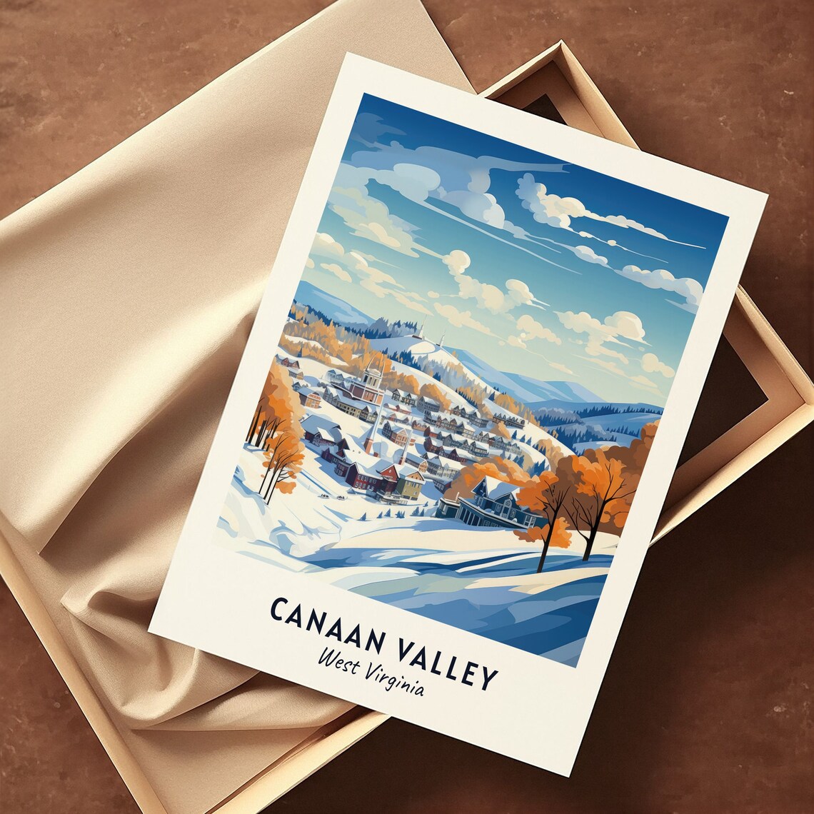 Canaan Valley West Virginia Autumn Pines and Snowy Hills Poster - Image 3