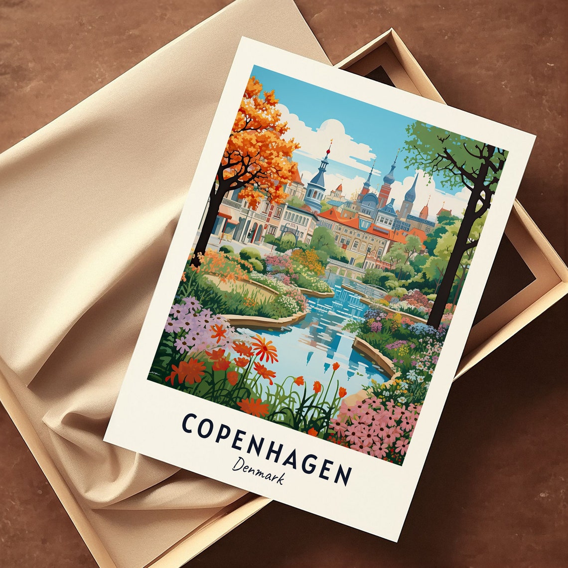 Copenhagen Denmark Blooming Canal Garden City Spring View Poster - Image 3