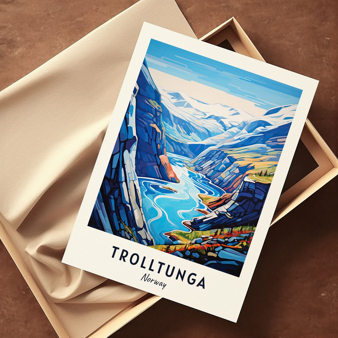 Trolltunga Norway Fjord Valley Blue Cliffs Scenic Travel Poster - Image 3