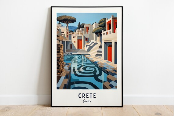 Knossos Palace Ruins with Labyrinth Mosaic Floor in Crete Poster