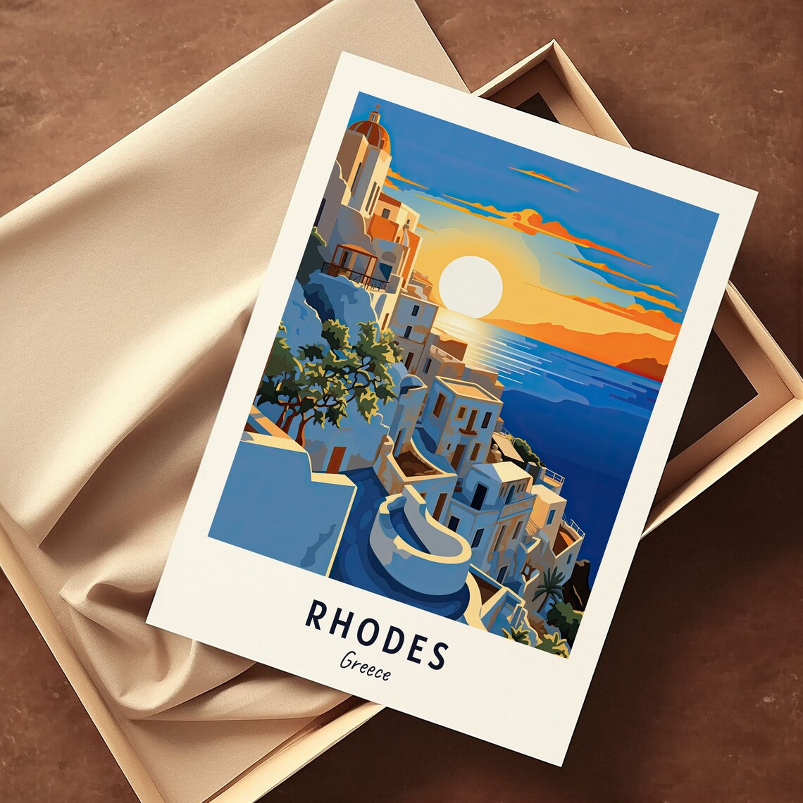 Rhodes Greece Travel Poster, City Wall Art Print - Image 3