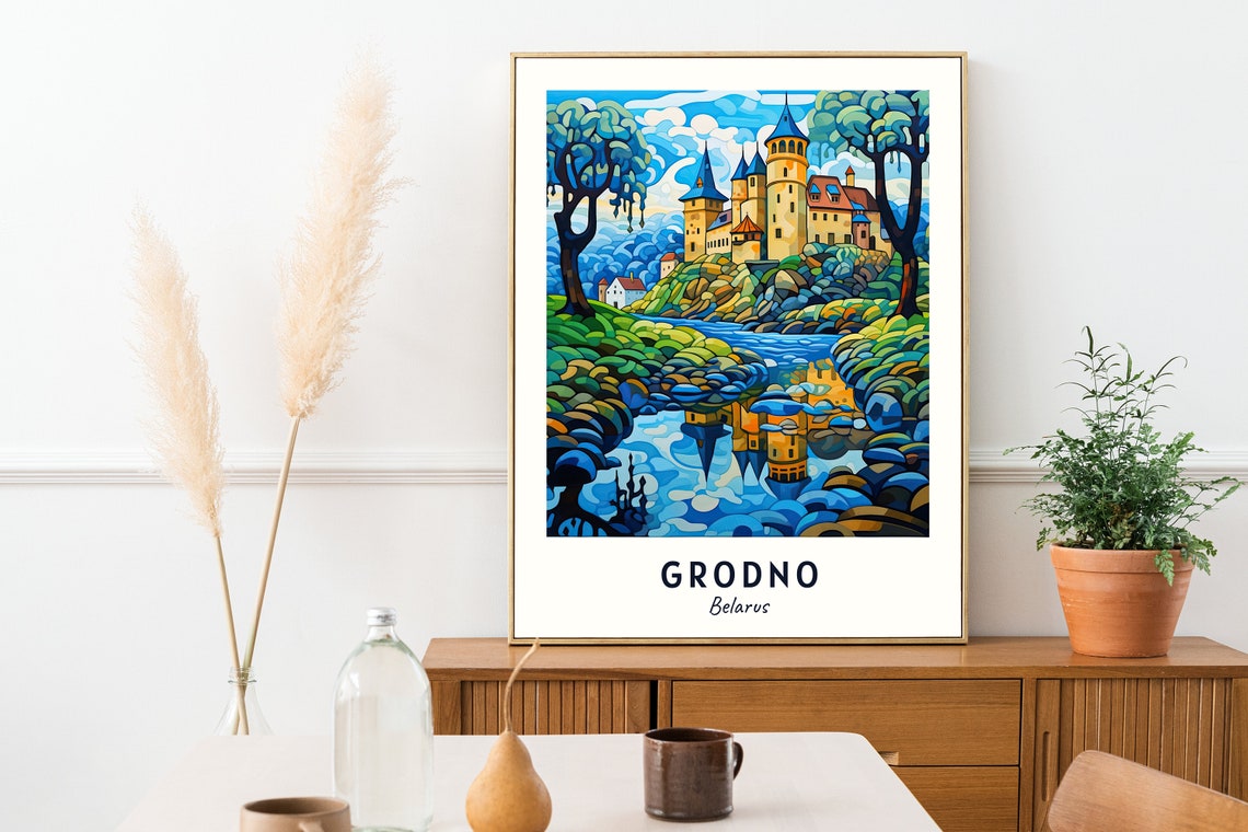 Grodno Belarus Riverside Castle Reflected In The River Poster - Image 2