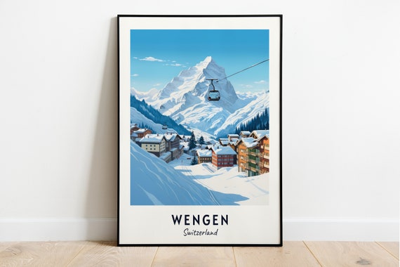 Wengen Travel Print Wengen Ski Poster Switzerland Ski Poster Wengen Ski Resort Print