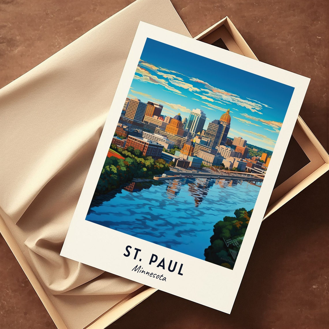 St Paul Minnesota Mississippi River Skyline Capitol Dome Poster - Image 3
