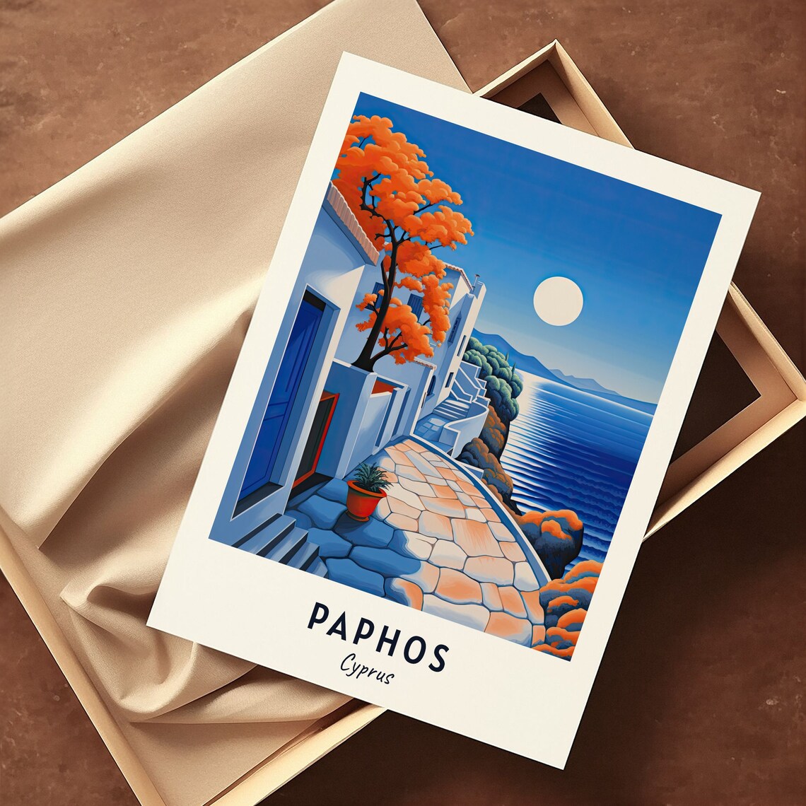 Paphos Cyprus Travel Poster, City Wall Art Print - Image 3