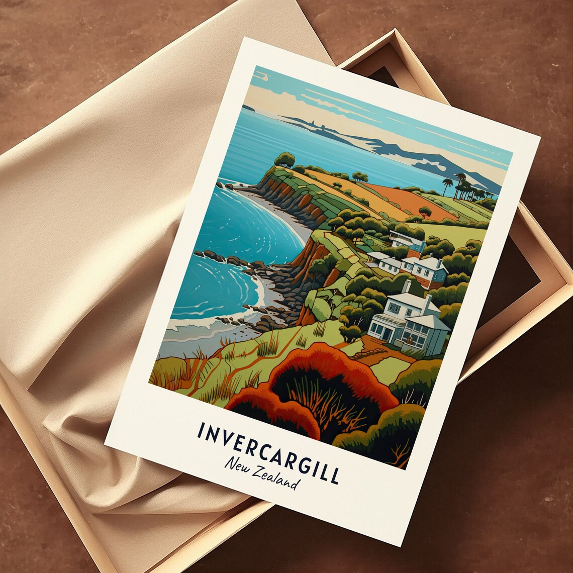 Invercargill New Zealand Coastal Cliffs Seaside Travel Poster - Image 3