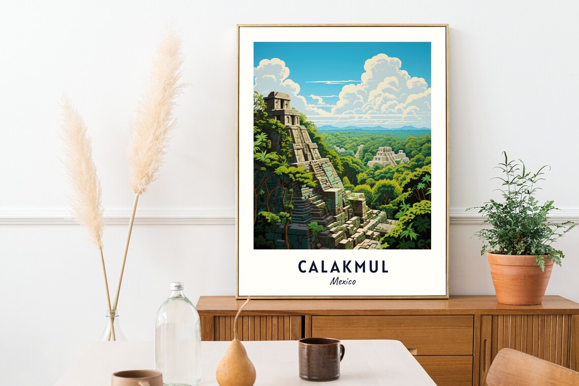 Calakmul Ancient Mayan Stone Ruins Jungle Mexico Adventure Travel Poster - Image 2
