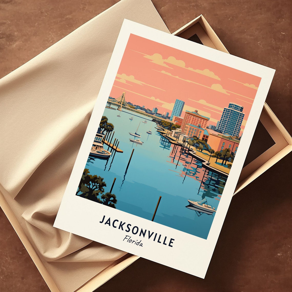 Jacksonville Travel Print Wall Art Jacksonville Florida City Print Jacksonville Travel Gift Jacksonville City Poster - Image 3