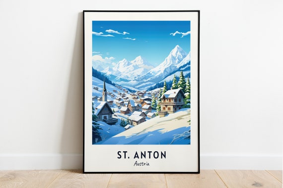 St Anton Travel Print St Anton Ski Poster Austria Ski Poster St Anton Ski Resort Print
