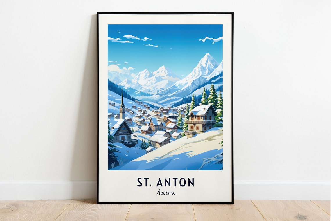 St. Anton Austria Classic Alpine Ski Village Panorama Poster