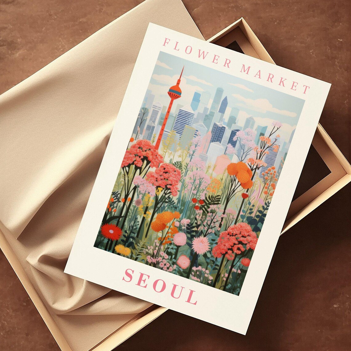 Seoul Flower Market Travel Poster, Floral Illustration - Image 2