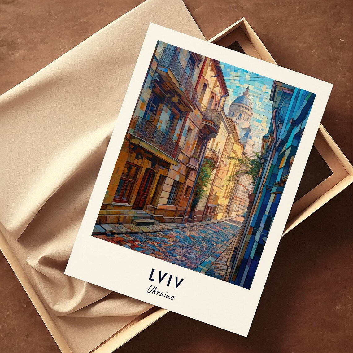 Lviv Ukraine Cobbled Old Town Street With Historic Facades Poster - Image 3