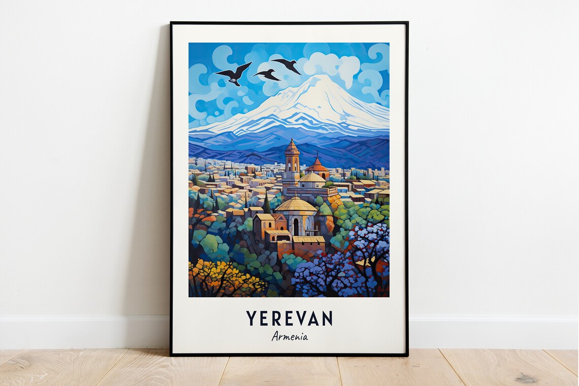 Yerevan Armenia Mount Ararat View Historic Churches City Poster