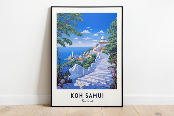 Big Buddha Temple Travel Print Wall Art Koh Samui Thailand City Print Big Buddha Temple Travel Gift Big Buddha Temple Poster Wall Art