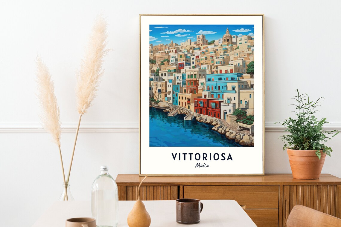Colorful Waterfront Houses of Historic Vittoriosa Malta Poster - Image 2