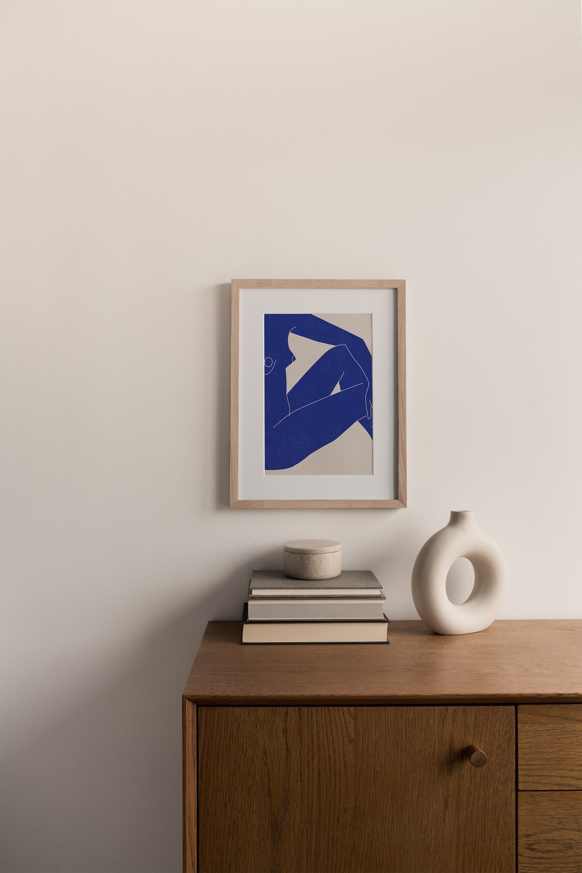 Blue Nude Study 01, Woodblock Style Female Form - Image 2