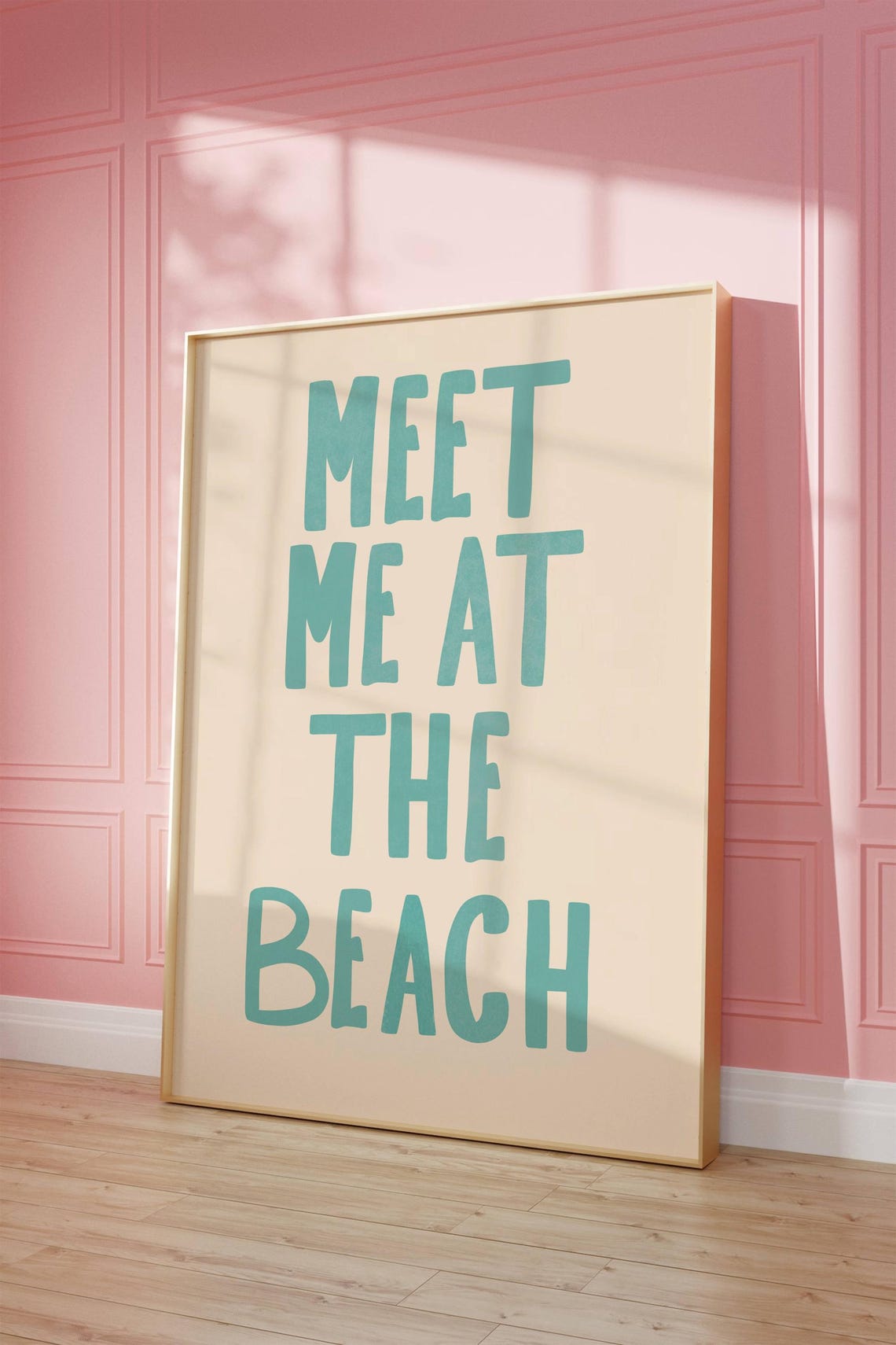Meet Me At The Beach Teal Bold Typography Coastal Summer Poster - Image 3