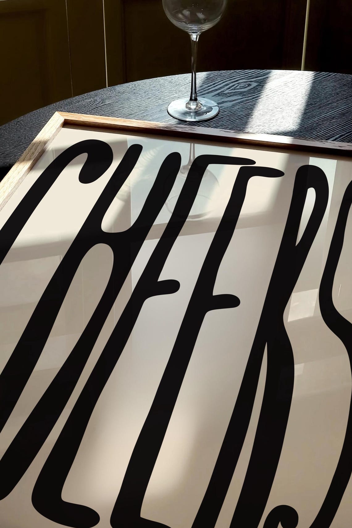 Cheers Black Wavy Retro Typography Fun Party Bar Cart Wall Art - Image 2