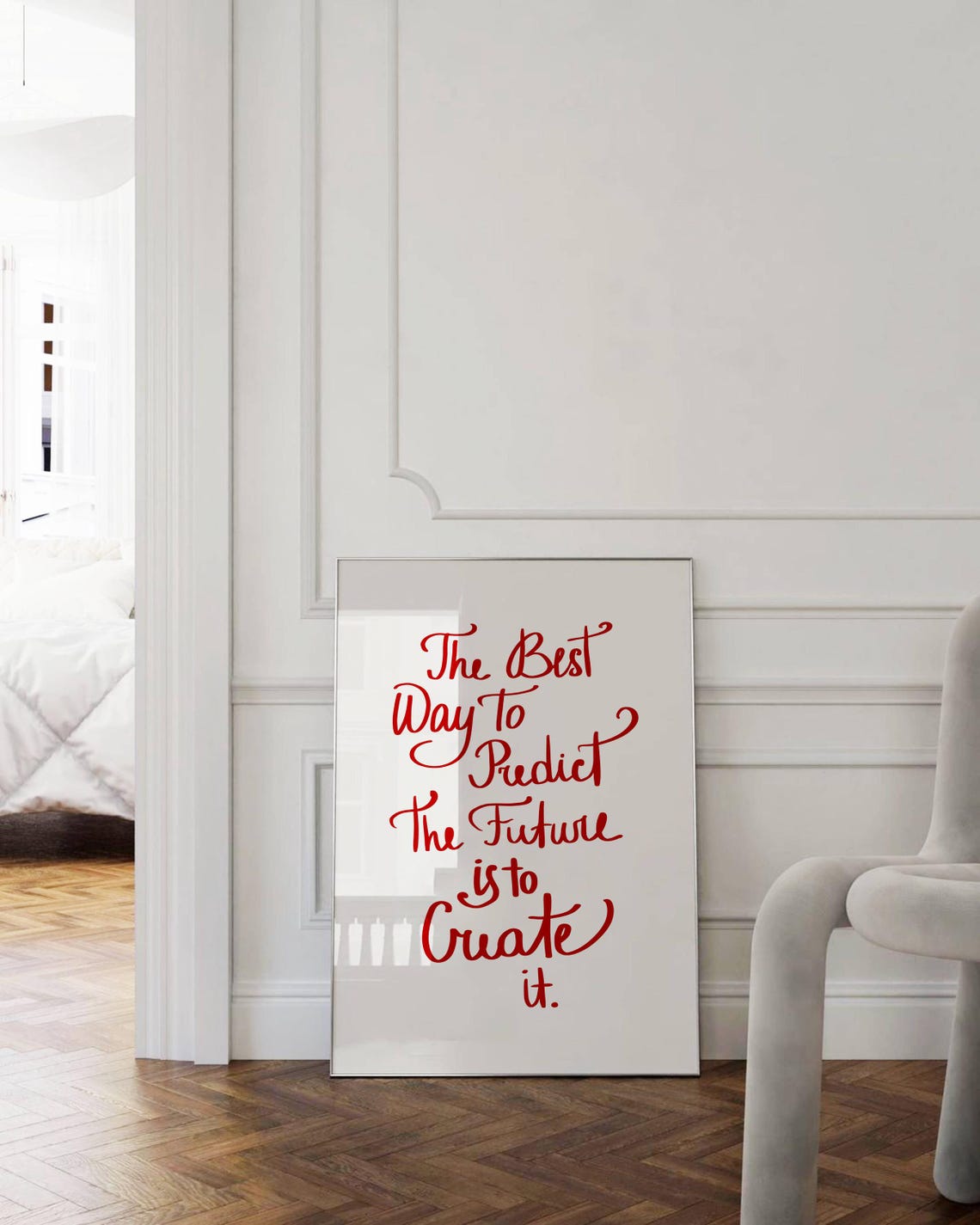The Best Way To Predict The Future Elegant Red Script Quote Poster - Image 2