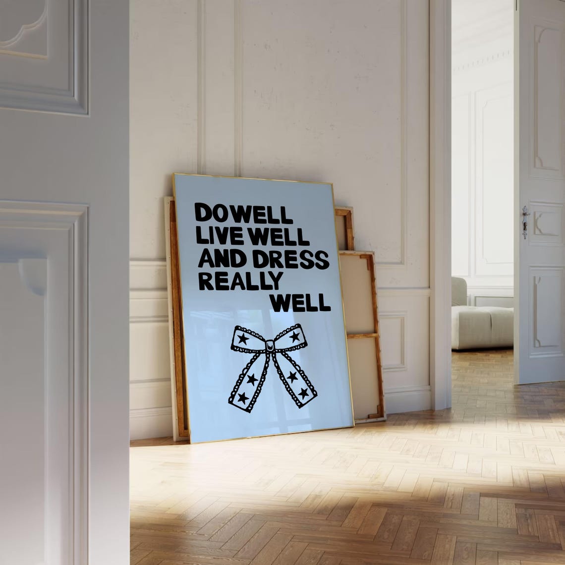 Do Well Live Well Dress Really Well Star Bow Typography Poster - Image 3