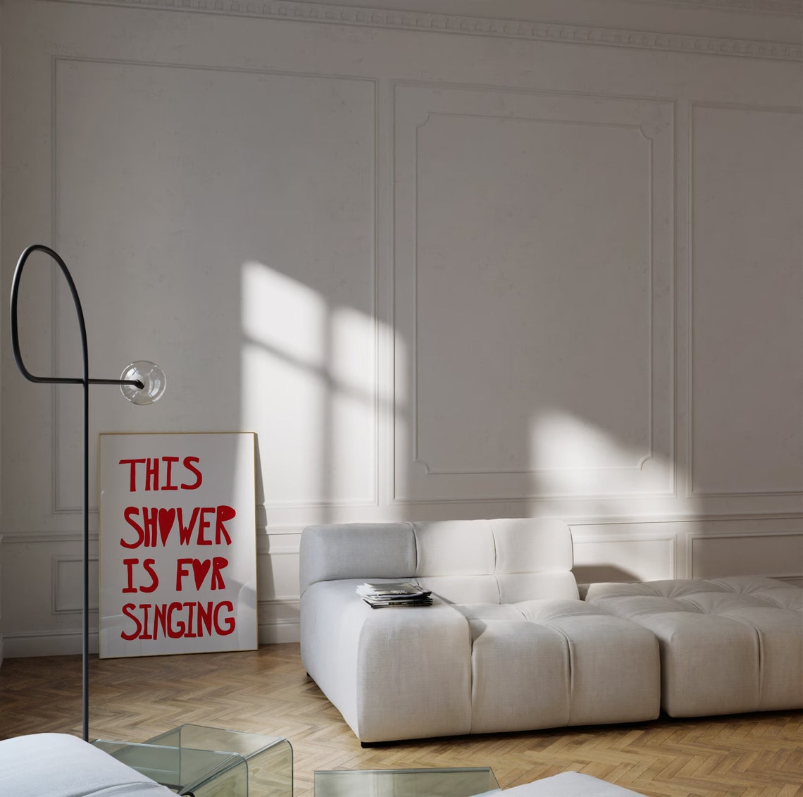This Shower Is For Singing Bold Red Bathroom Humor Quote Poster - Image 3