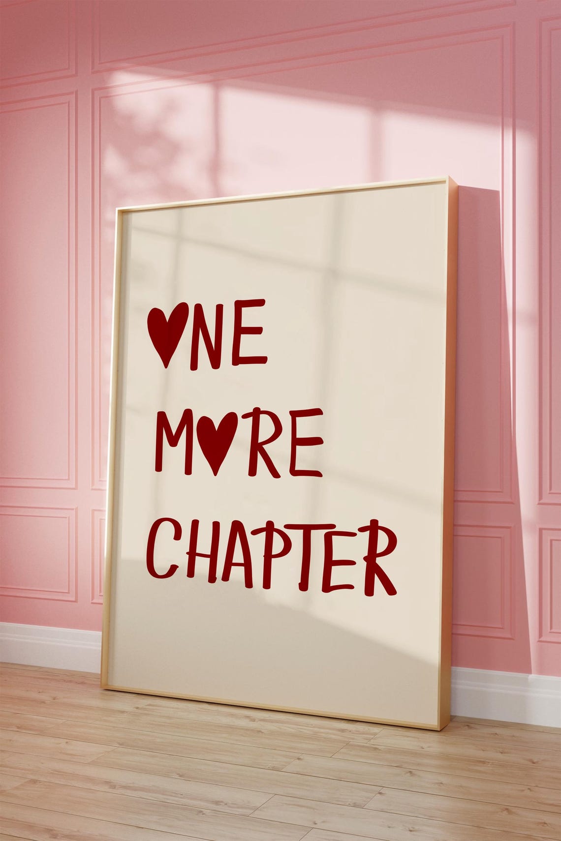One More Chapter Heart Letters Red Book Lover Reading Poster - Image 2