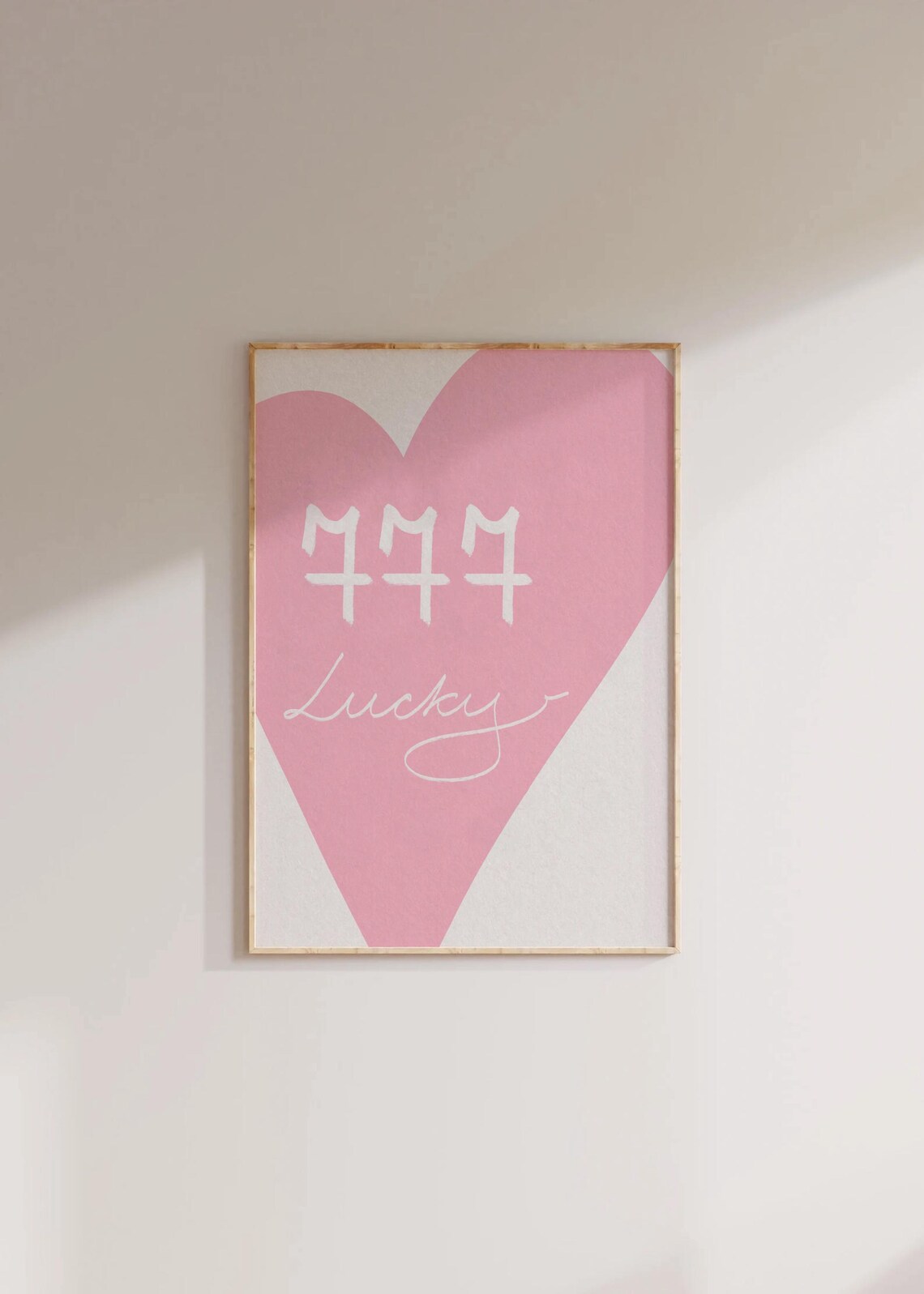 777 Lucky Angel Number Pink Heart Spiritual Numerology Quote Poster - Image 3