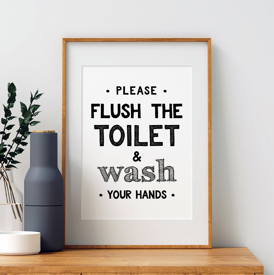 Flush Toilet Sign Bathroom Wall Art Print, Washroom - Image 2