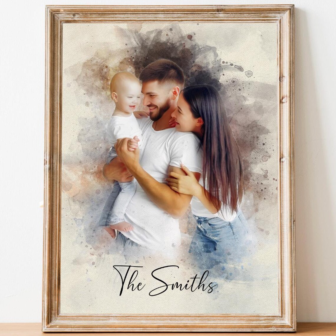 Personalized Watercolor Family Portrait Art Print