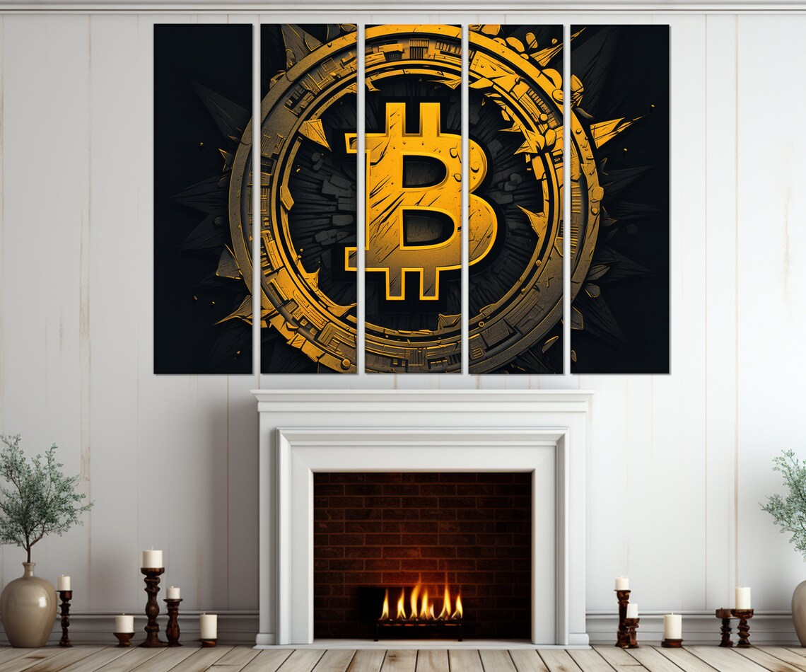 Bitcoin Wall Art Bitcoin Print Crypto Trader Gift Abstract Bitcoin Poster Crypto Wall Decor Framed Ready To Hang - Image 3