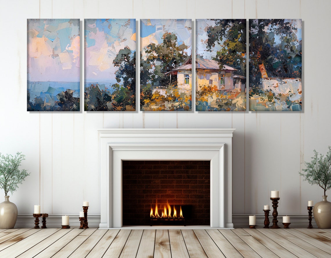 Large Abstract Painting Print Rustic Wall Decor Impressionist Wall Art Neutral Tones Wall Decor Framed And Ready To Hang - Image 3