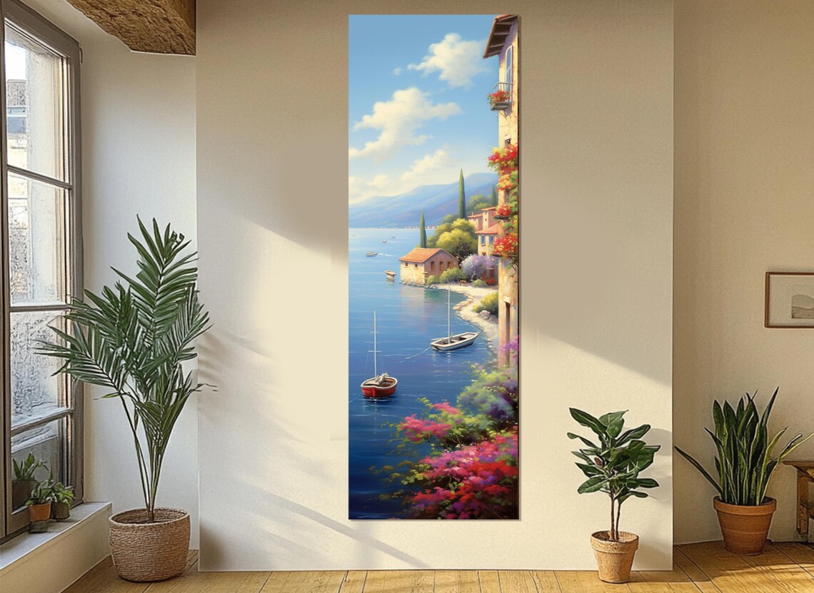 Lake Como Italy Lakeside Village Sailboats Blossom View Travel Poster - Image 2