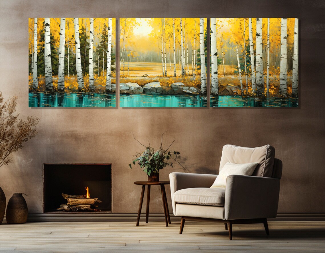Birch Grove Scenic Birch Forest Wall Art Print
