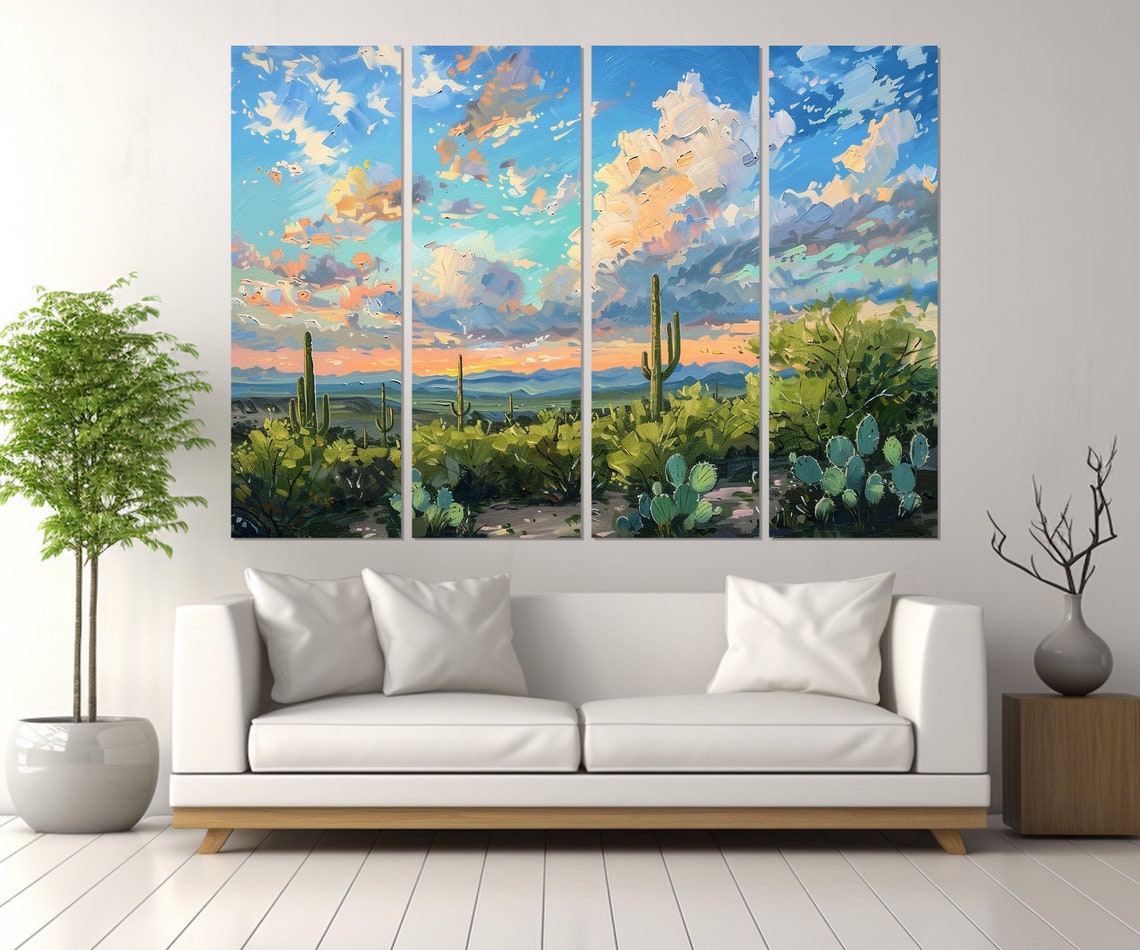Saguaro Cactus Desert Sunset Southwest Painted Sky Vibrant Wall Poster - Image 3
