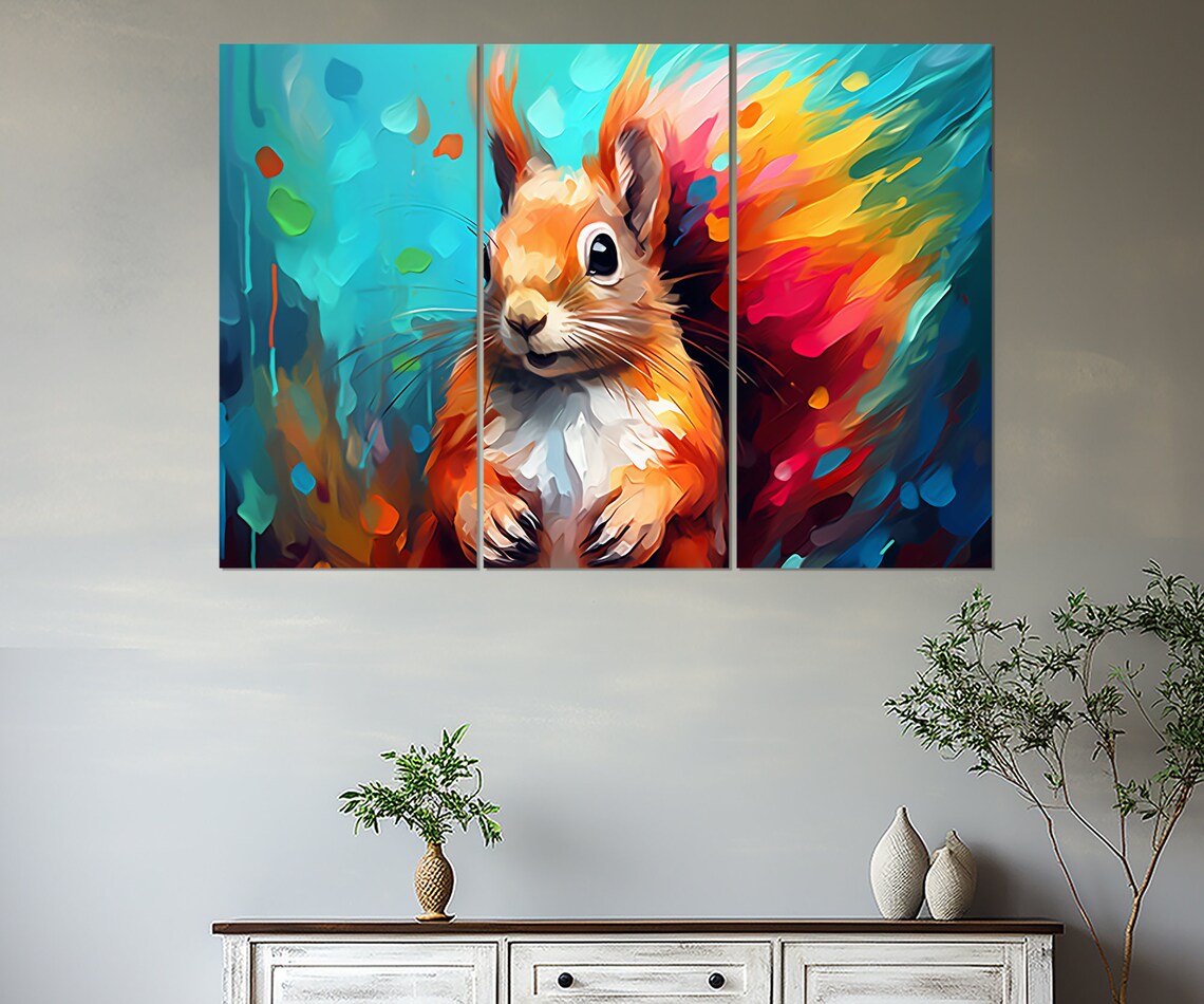 Cute Squirrel Abstract Art Print, Animal Decor - Image 4