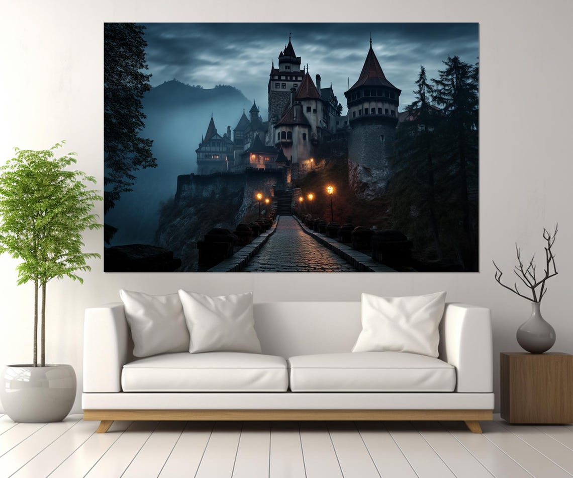 Bran Castle Dracula Romania Misty Night Gothic Towers Wall Poster - Image 2
