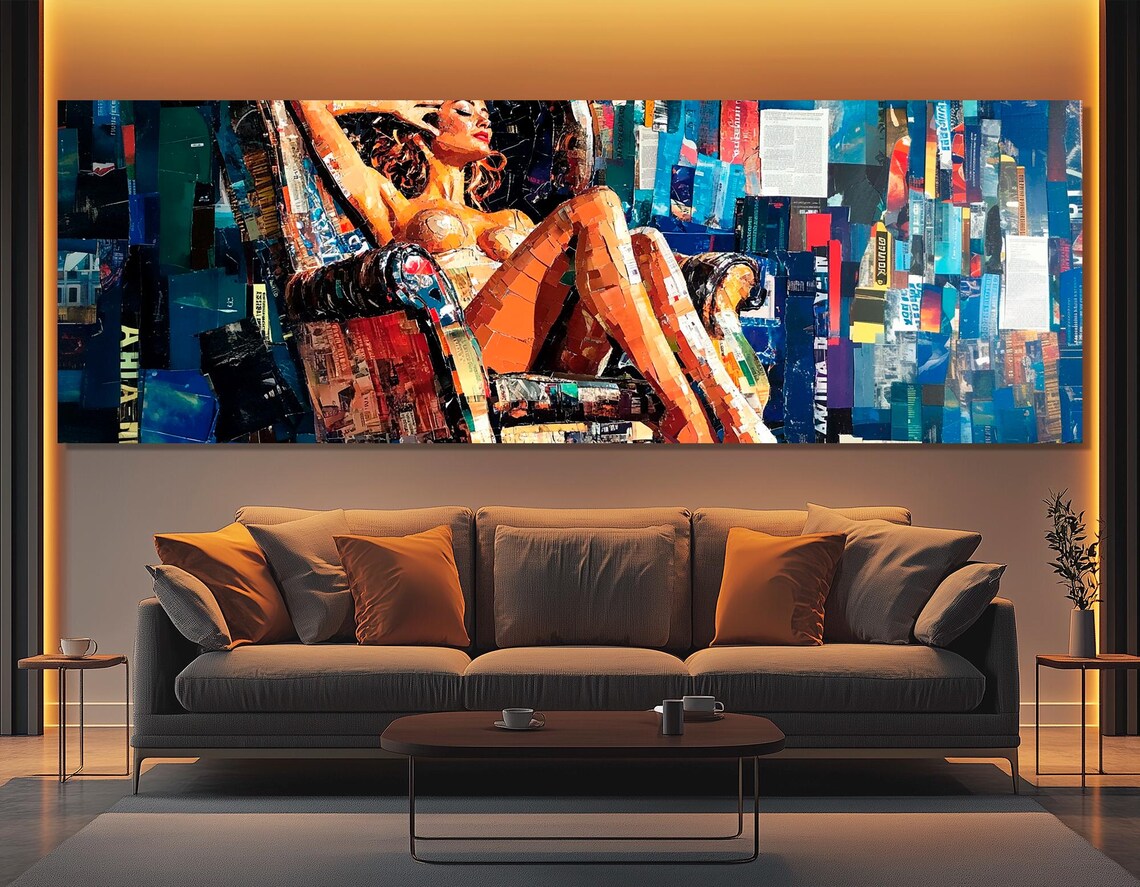 Lady In The Armchair, Retro Collage Art Print