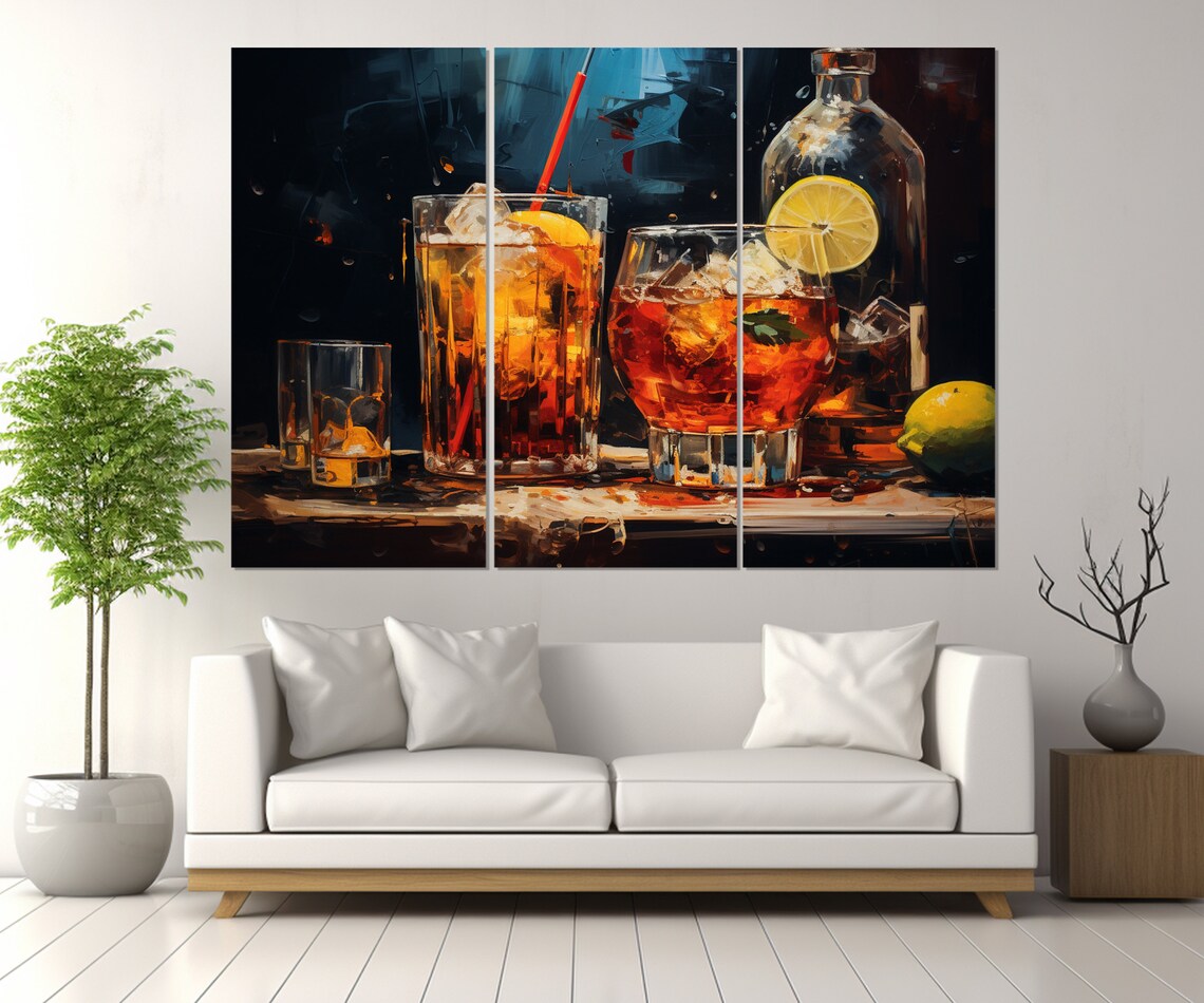 Abstract Alcohol Drinks Painting Print Alcohol Wall Art Alcohol Art Barman Gift Framed And Ready To Hang - Image 4