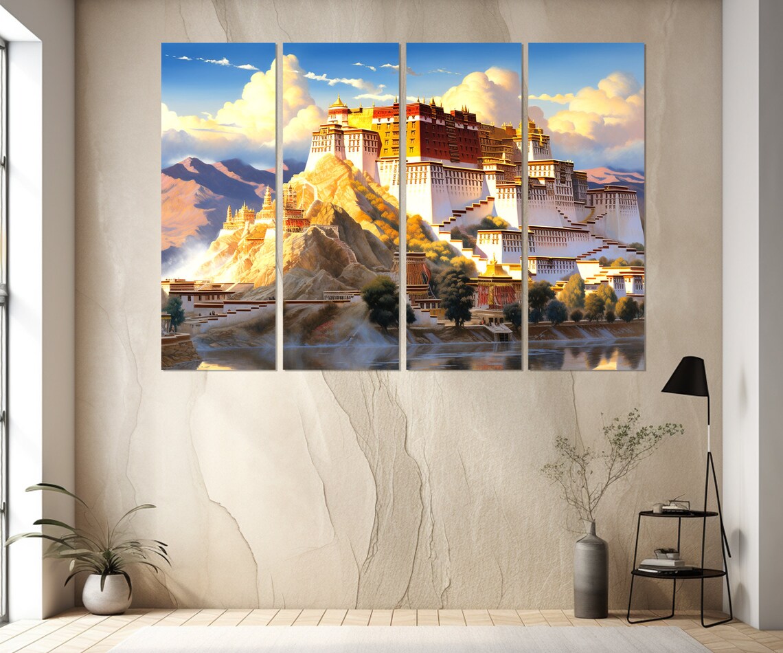 Potala Palace Lhasa Tibet Golden Sunset Triptych Palace View Poster - Image 2