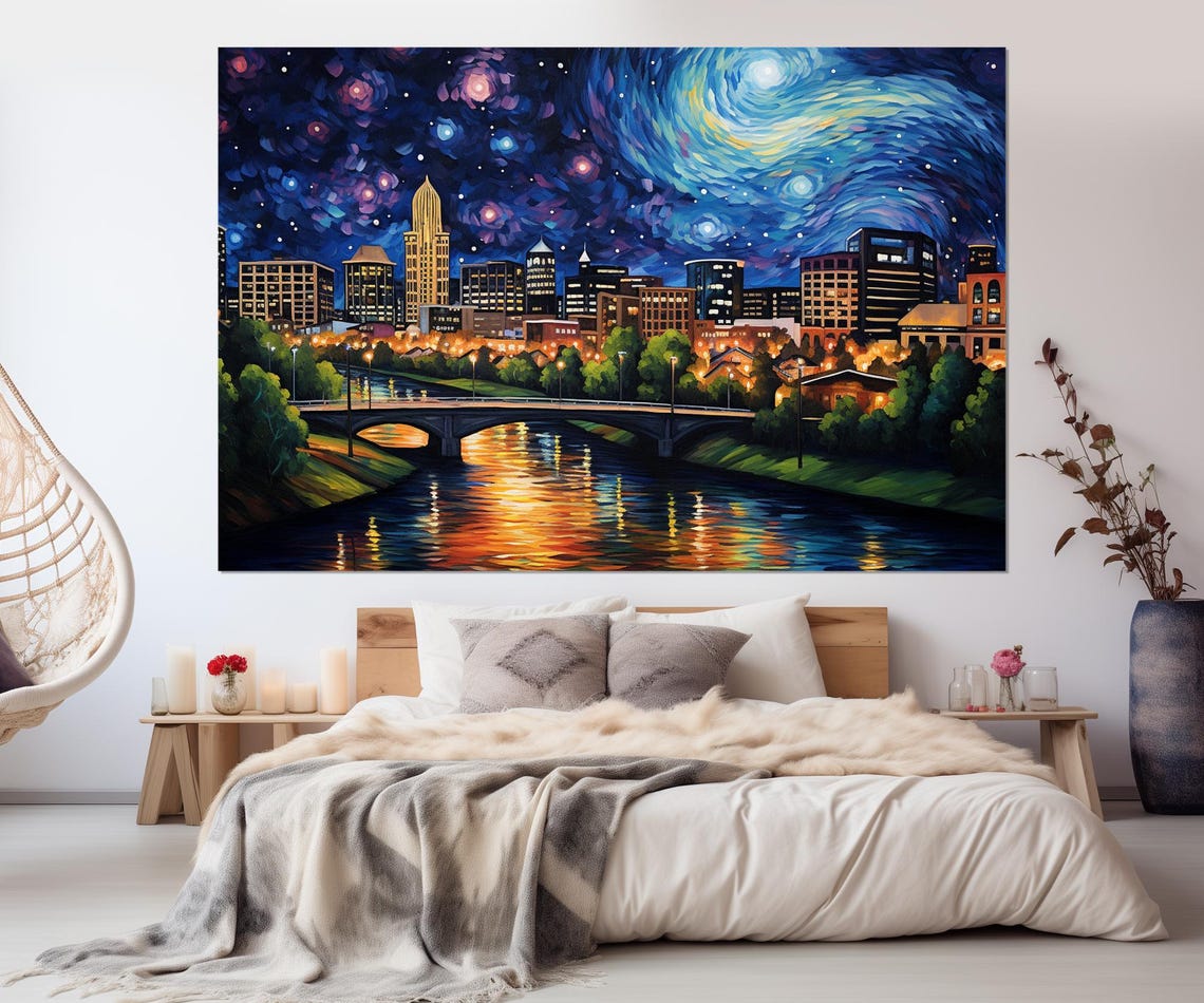 Abstract Huntsville Painting Print Huntsville Wall Art Huntsville Skyline Huntsville Poster Framed Ready To Hang