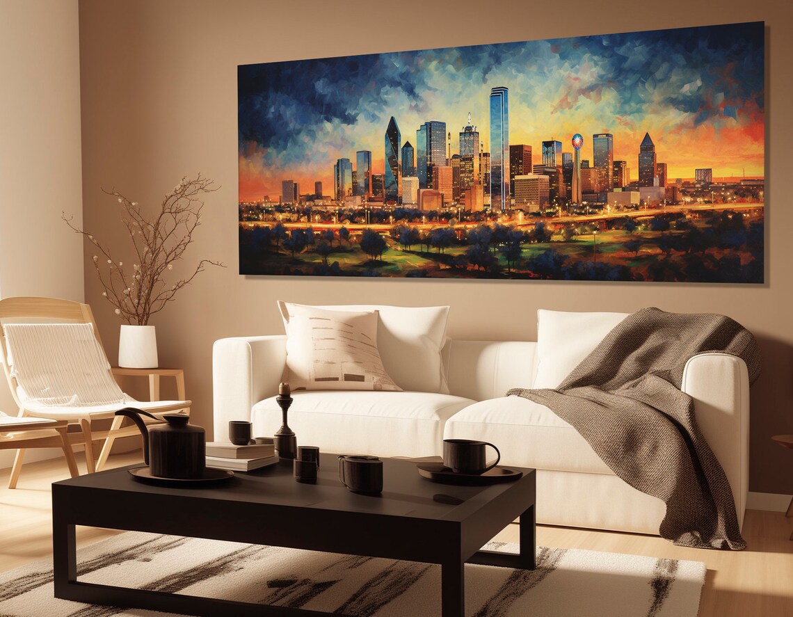 Dallas Skyline Abstract Art Print, Travel Poster - Image 2