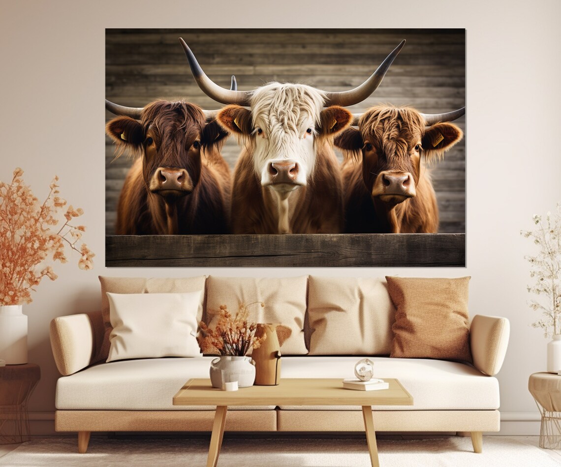 Highland Cows Modern Farmhouse Wall Art Print